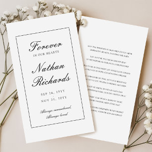 Script in Loving Memory Funeral Prayer Card