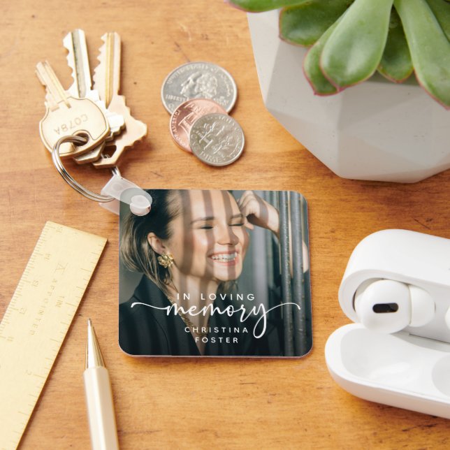 Script In Loving Memory Photo Memorial Keychain (Desk)