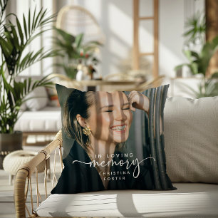 Script In Loving Memory Photo Memorial Throw Pillow