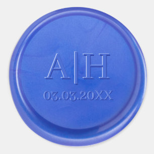 Script Initial Blue Quartz Wax Seal Sticker