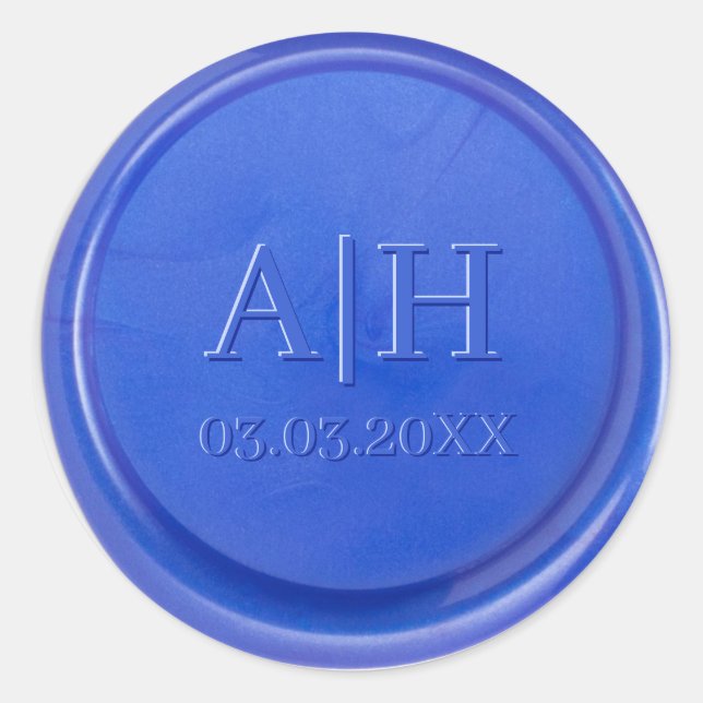 Script Initial Blue Quartz Wax Seal Sticker (Front)