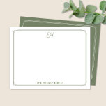 Script Initial Pretty Family Stationery Green Card<br><div class="desc">This design features a thin double border with space for a pretty script monogram/initial at the top and name/text at the bottom. Click the customize button if you would like to adjust the design elements and/or further modify the text! Variations of this design, additional colours, as well as coordinating products...</div>