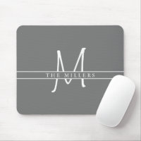 Script Initial Split Monogram, Personalized Gray