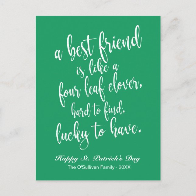 Script Irish Friendship Proverb St. Patrick's Day Postcard (Front)