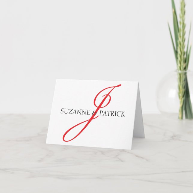 Script J Monogram Notecard (Red / Black) (Front)