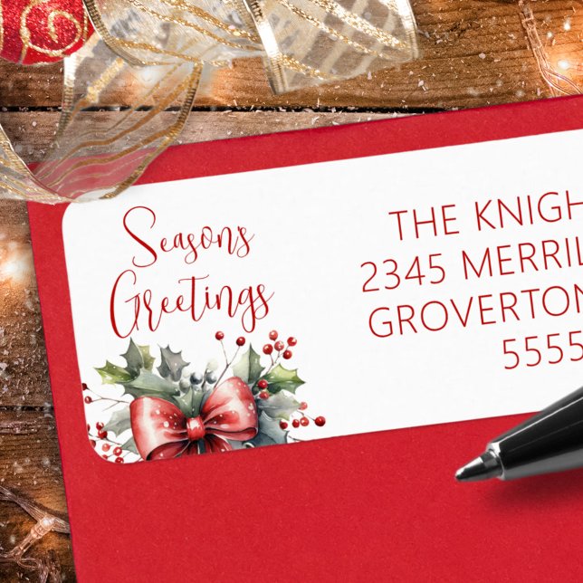 Script Joyeuses Fêtes moderne Red Bow Holly (Créateur téléchargé)