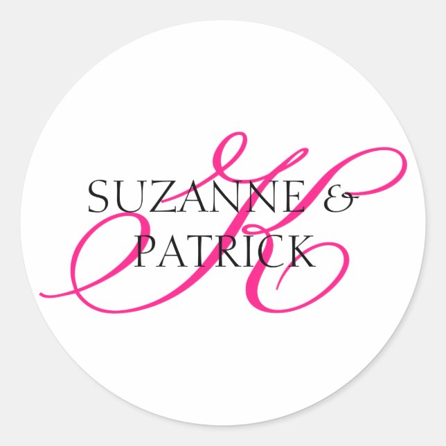 Script K Étiquette Monogramme (Rose Chaud / Noir) (Devant)