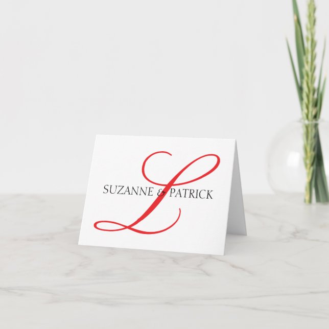 Script L Carte pour notes Monogramme (Rouge / Noir (Devant)