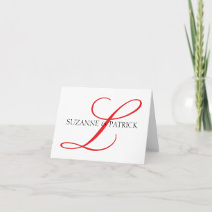 Script L Monogram Notecard (Red / Black)