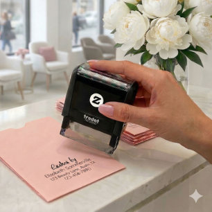 Script Lash Tech Name Return Address Phone Self-inking Stamp