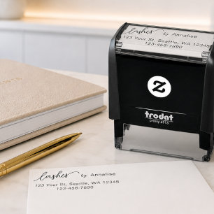Script Lashes Studio Name Return Address Phone Self-inking Stamp