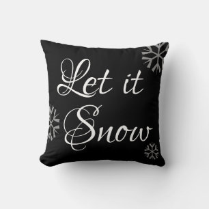 script LET IT SNOW - typography Throw Pillow