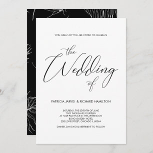 Script Lettering Black & White Wedding Invitations