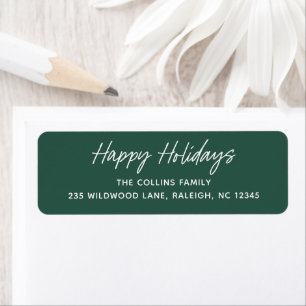 Script Lettering Happy Holidays Return Address