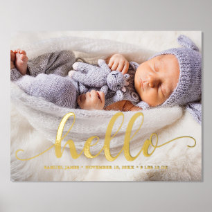 Script Lettering "Hello" Baby Photo Foil Prints