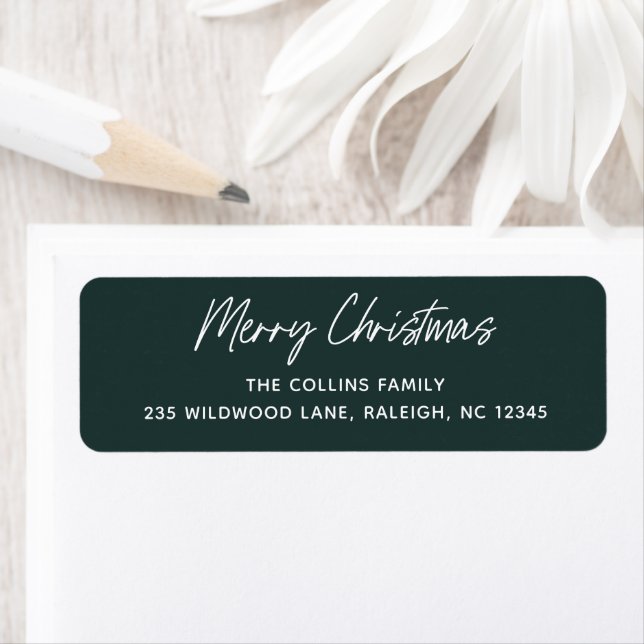 Script Lettering Merry Christmas Return Address (Insitu)