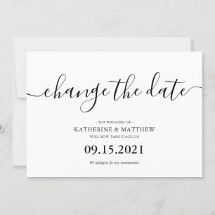 Script Lettering Postponed Wedding Save The Date