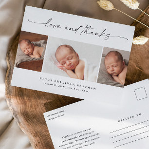 Script Love and Thanks Photo Baby Thank You  Postcard