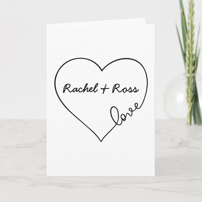 Script Love Heart Custom Name Valentine  Holiday Card (Front)