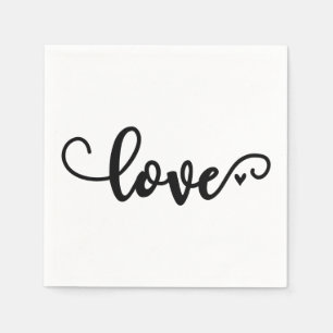 Script love napkins, black font napkin