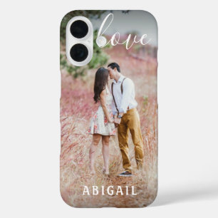 Script Love Photo Overlay Elegant Monogrammed Name iPhone 16 Case