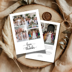 Script Love & Thanks 7 Photo Collage Bridal Shower Thank You Card