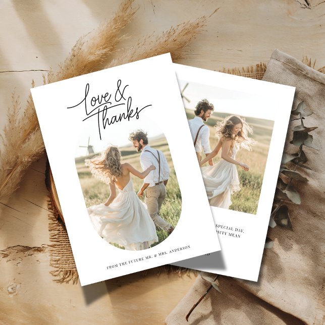 Script Love & Thanks Capsule Photo Couples Shower Thank You Card (Creator Uploaded)