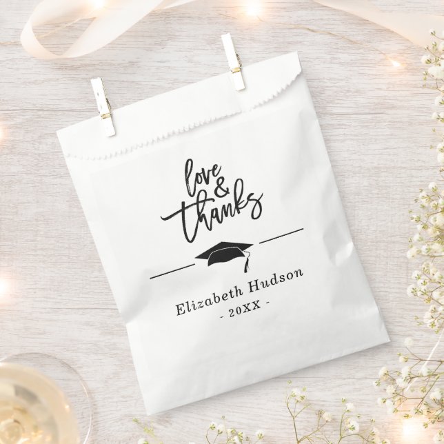 Script Love & Thanks Graduation Hat Favour Bag (Clipped)