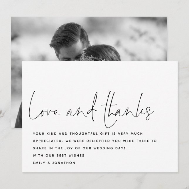 Script Love Thanks Photo Wedding Thank You (Front/Back)