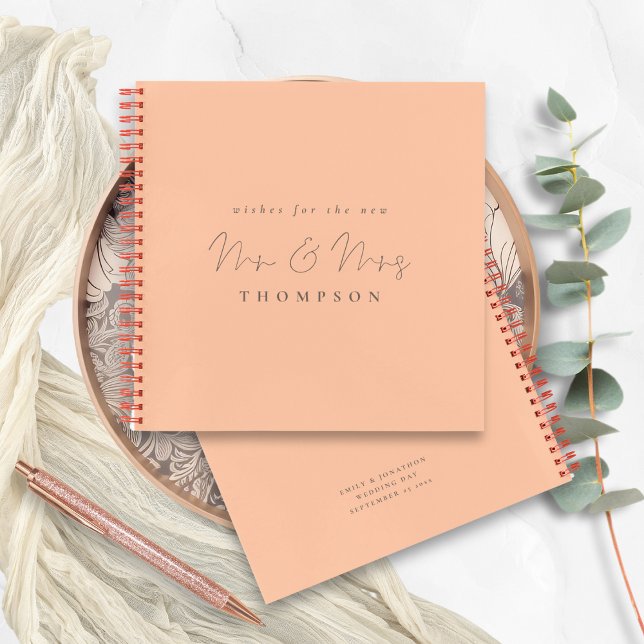 Script M. Mme Mariage Peach Livre d'invité (Front and back view)