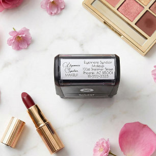 Script Makeup Studio Name Return Address Phone Self-inking Stamp