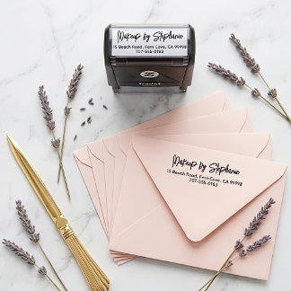 Script Makeup Studio Name Return Address Phone Self-inking Stamp