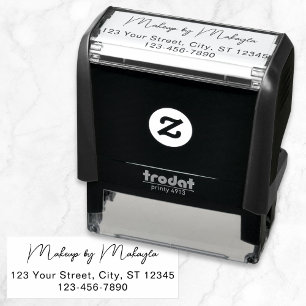 Script Makeup Studio Name Return Address Phone Self-inking Stamp