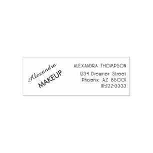 Script Makeup Studio Name Return Address Phone Self-inking Stamp