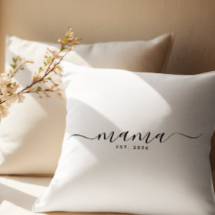 Script Mama Est Year Mother's Day Gift Throw Pillow