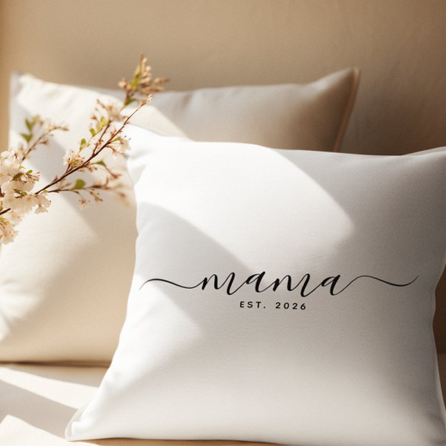 Script Mama Est Year Mother's Day Gift Throw Pillow (Creator Uploaded)