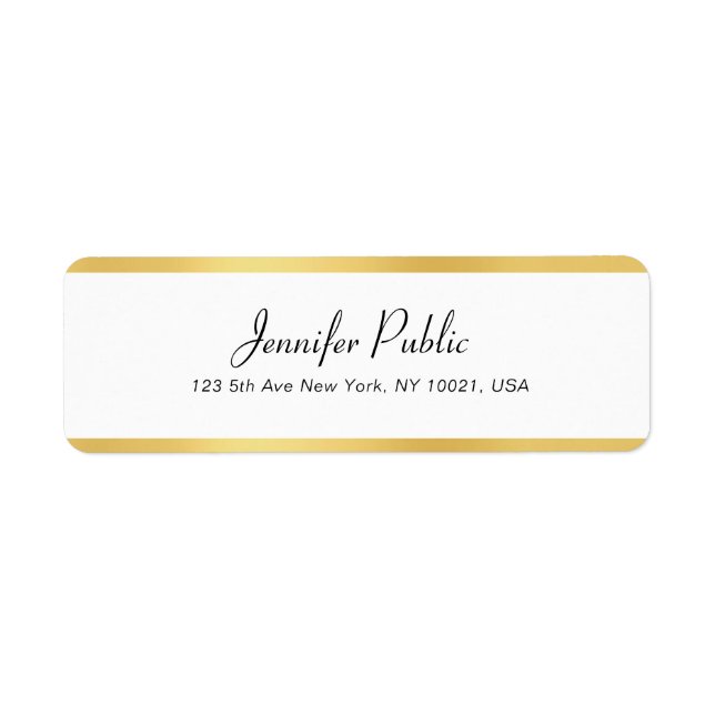 Script manuscrit blanc or moderne Simple Chic (Devant)