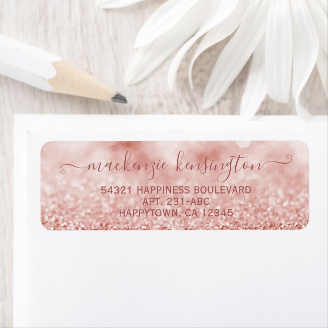 Script manuscrit Chic Rose Parties scintillant or (En situation)