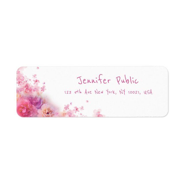 Script manuscrit moderne Roses d'aquarelle florale (Devant)
