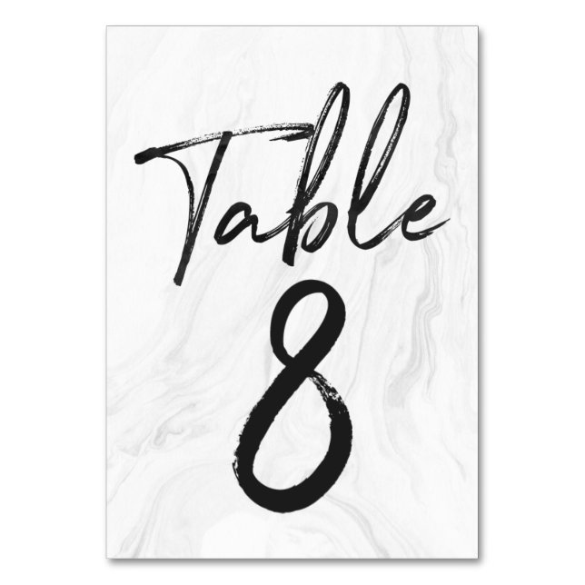 Script Marbre blanc moderne | Carte numéro de tabl (Par défaut)