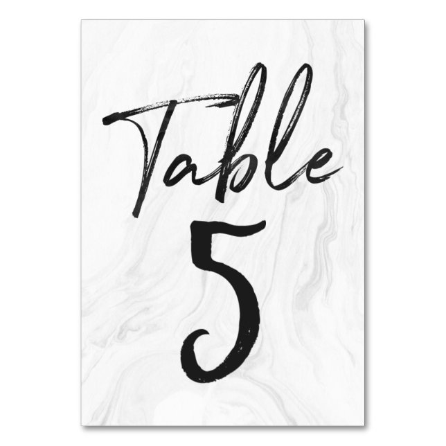 Script Marbre blanc moderne | Carte numéro de tabl (Par défaut)