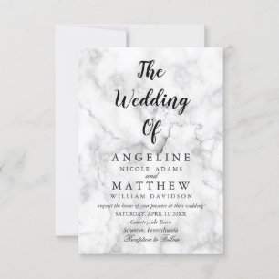 Script Marbre blanc moderne  Faire-part de mariage