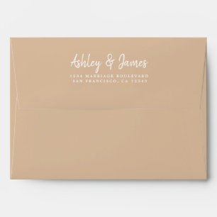 Script Mariage beige Enveloppe d'adresse de retour