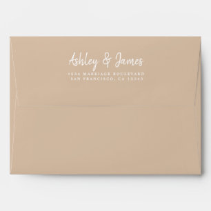 Script Mariage beige Enveloppe d'adresse de retour