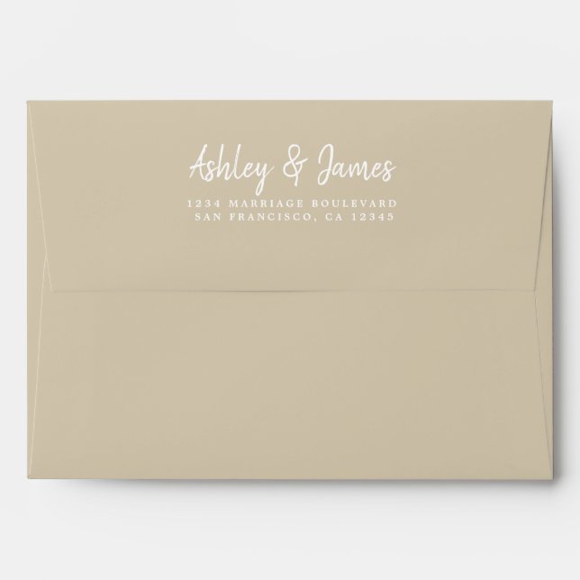 Script Mariage beige Enveloppe d'adresse de retour (Dos (Haut rabat))