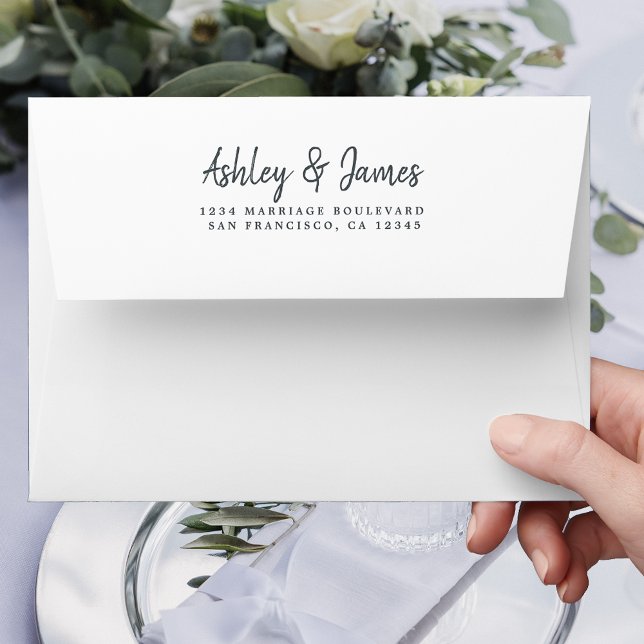 Script Mariage blanc Enveloppe d'adresse de retour (Créateur téléchargé)