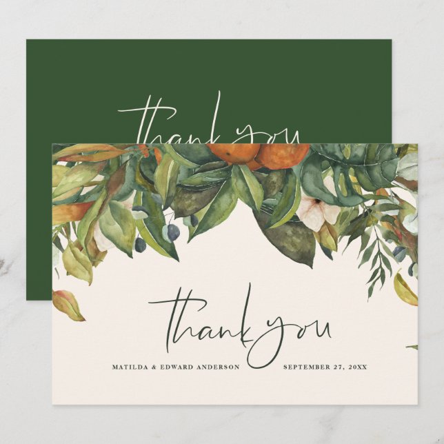Script mariage élégant merci agrumes botanique (Devant / Derrière)