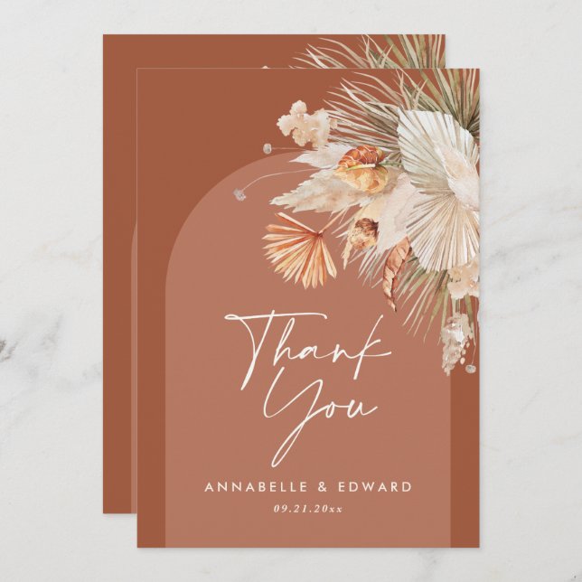 Script mariage élégant merci teracotta moderne (Devant / Derrière)