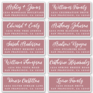 Script Mauvewood Wedding Guest Address Labels