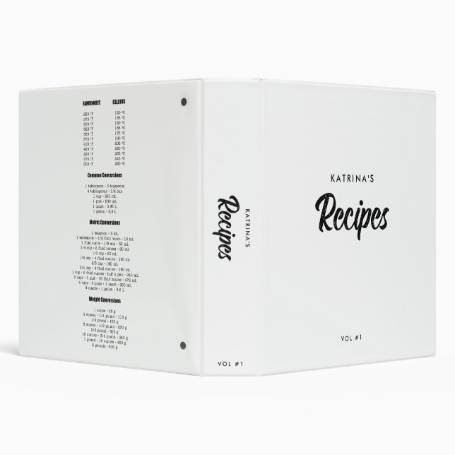 Script Measurement Conversion Chart Recipe White Binder (Background)